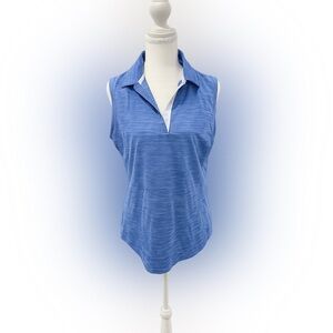 FootJoy Sleeveless Golf Polo Blue Heathered Size M